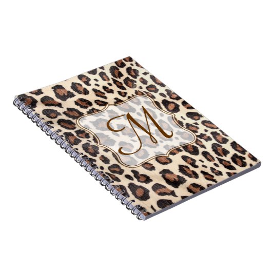Cheetah Spot Animal Monogram Initiaal Note Book Notitieboek (Rechterzijde)