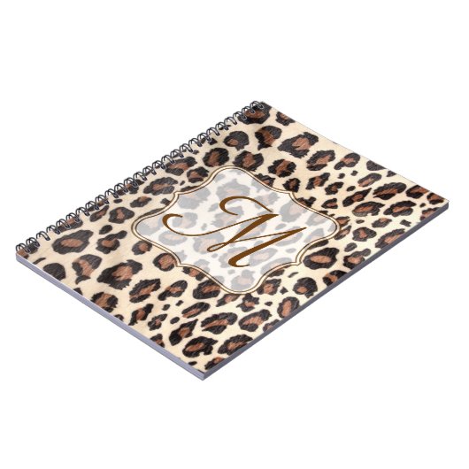 Cheetah Spot Animal Monogram Initiaal Note Book Notitieboek (Linkerzijde)