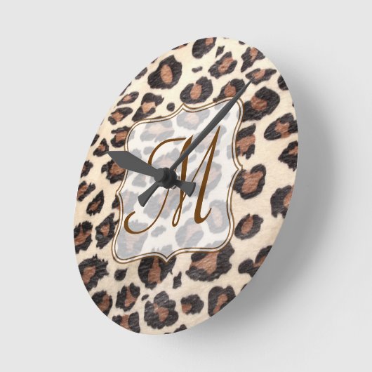 Cheetah Spot Animal Monogram Initiaal Wandklok (Hoek)