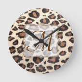 Cheetah Spot Animal Monogram Initiaal Wandklok (Voorkant)