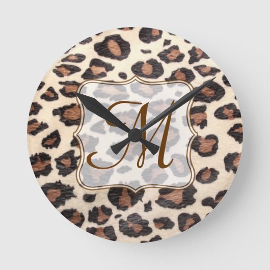 Cheetah Spot Animal Monogram Initiaal Wandklok (Voorkant)