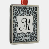 Cheetah Spot Animal Prin Monogram Initiaal Ornamen Metalen Ornament (Rechts)