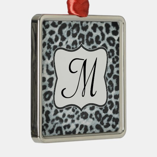 Cheetah Spot Animal Prin Monogram Initiaal Ornamen Metalen Ornament (Rechts)