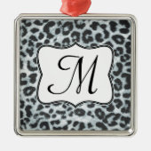 Cheetah Spot Animal Prin Monogram Initiaal Ornamen Metalen Ornament (Voorkant)