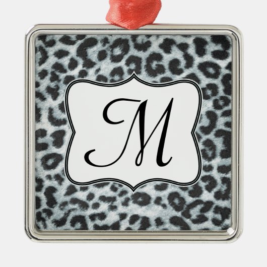 Cheetah Spot Animal Prin Monogram Initiaal Ornamen Metalen Ornament (Voorkant)