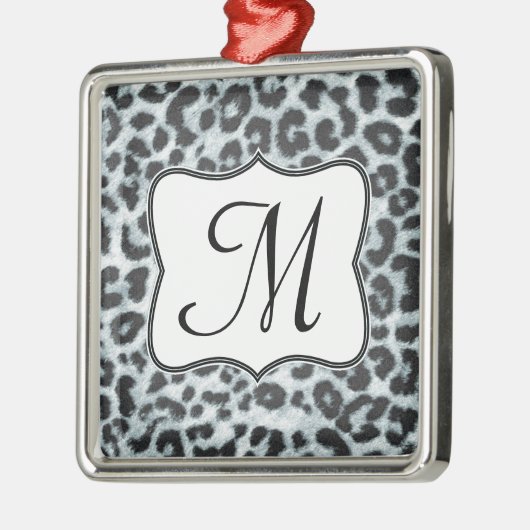 Cheetah Spot Animal Prin Monogram Initiaal Ornamen Metalen Ornament (Links)