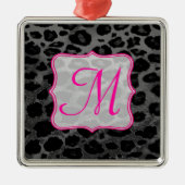Cheetah Spot Animal Prin Monogram Initiaal Ornamen Metalen Ornament (Voorkant)