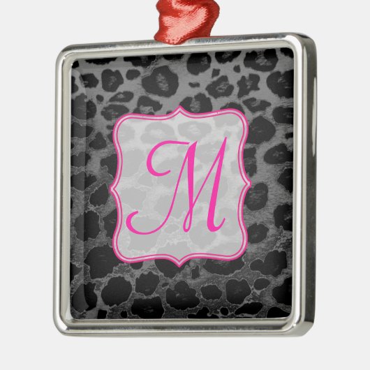 Cheetah Spot Animal Prin Monogram Initiaal Ornamen Metalen Ornament (Links)