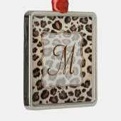 Cheetah Spot Animal Prin Monogram Initiaal Ornamen Metalen Ornament (Rechts)