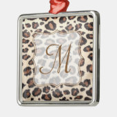 Cheetah Spot Animal Prin Monogram Initiaal Ornamen Metalen Ornament (Links)