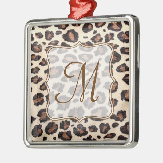 Cheetah Spot Animal Prin Monogram Initiaal Ornamen Metalen Ornament (Links)