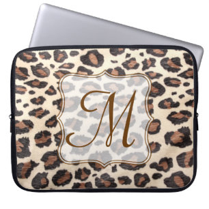 Cheetah Spot Animal Print Monogram 15-inch laptop Sleeve