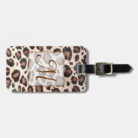 Cheetah Spot Animal Print Monogram Bagagelabel (Voorkant horizontaal)