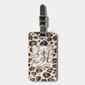 Cheetah Spot Animal Print Monogram Bagagelabel (Voorkant verticaal)