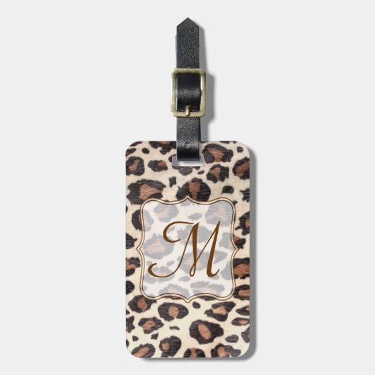 Cheetah Spot Animal Print Monogram Bagagelabel (Voorkant verticaal)