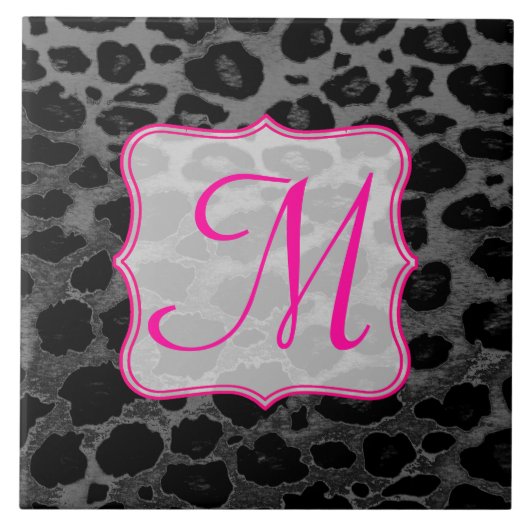Cheetah Spot Animal Print Monogram display teile Tegeltje (Voorkant)