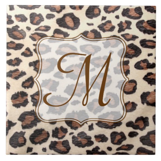 Cheetah Spot Animal Print Monogram display teile Tegeltje (Voorkant)