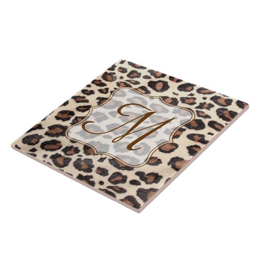 Cheetah Spot Animal Print Monogram display teile Tegeltje (Zijkant)