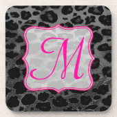 Cheetah Spot Animal Print Monogram Drink Onderzett Drankjes Onderzetter (Voorkant)