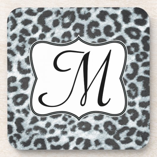 Cheetah Spot Animal Print Monogram Drink Onderzett Onderzetter (Voorkant)