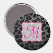Cheetah Spot Animal Print Monogram Initiaal Magnet (Voorkant / Achterkant)