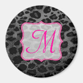 Cheetah Spot Animal Print Monogram Initiaal Magnet (Voorkant)