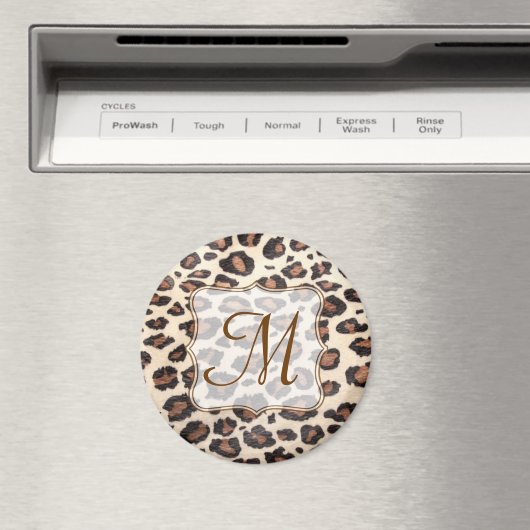 Cheetah Spot Animal Print Monogram Initiaal Magnet (Insitu (Vaatwasser))