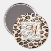 Cheetah Spot Animal Print Monogram Initiaal Magnet (Voorkant / Achterkant)
