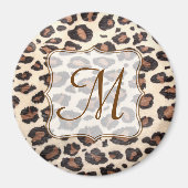 Cheetah Spot Animal Print Monogram Initiaal Magnet (Voorkant)