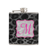 Cheetah Spot Animal Print Monogram Whiskey Flask Heupfles (Voorkant)