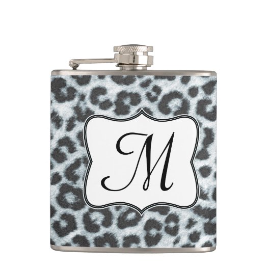 Cheetah Spot Animal Print Monogram Whiskey Flask Heupfles (Voorkant)
