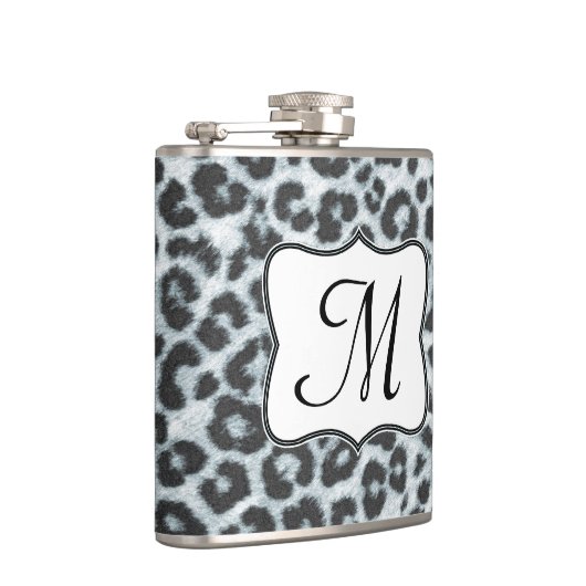 Cheetah Spot Animal Print Monogram Whiskey Flask Heupfles (Rechts)