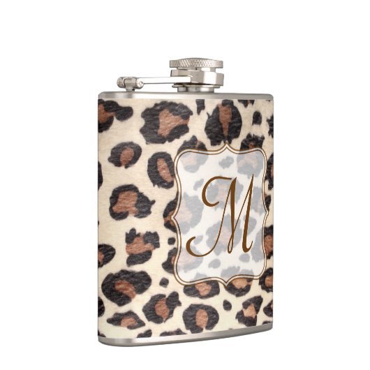 Cheetah Spot Animal Print Monogram Whiskey Flask Heupfles (Rechts)