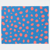 Cheetah spots Coral Blue Fleece Deken (Voorkant (Horizontaal))