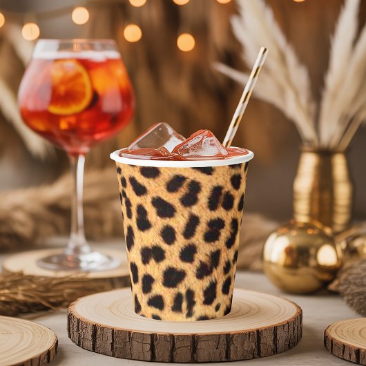 Cheetah Spots Patroon Goud Zwart ID1155 Papieren Bekers