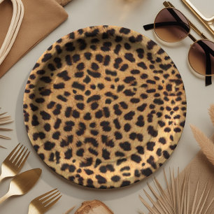 Cheetah Spots Patroon Goud Zwart ID1155 Papieren Bordje