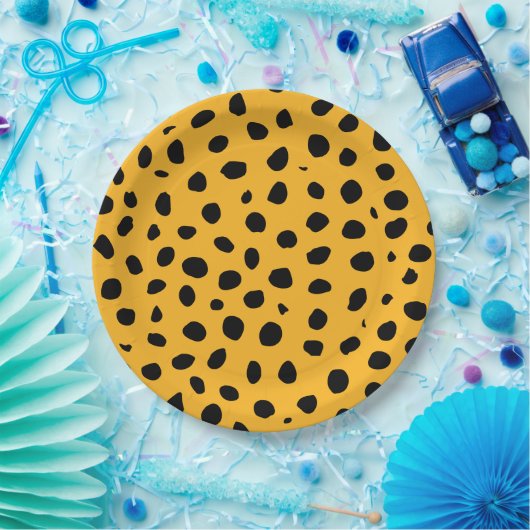 Cheetah Spots Sinaasappel Zwart Papieren Bordje (Feest)