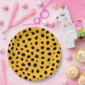 Cheetah Spots Sinaasappel Zwart Papieren Bordje (Feest)