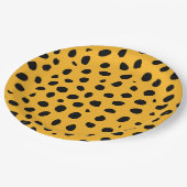 Cheetah Spots Sinaasappel Zwart Papieren Bordje (Gekanteld)