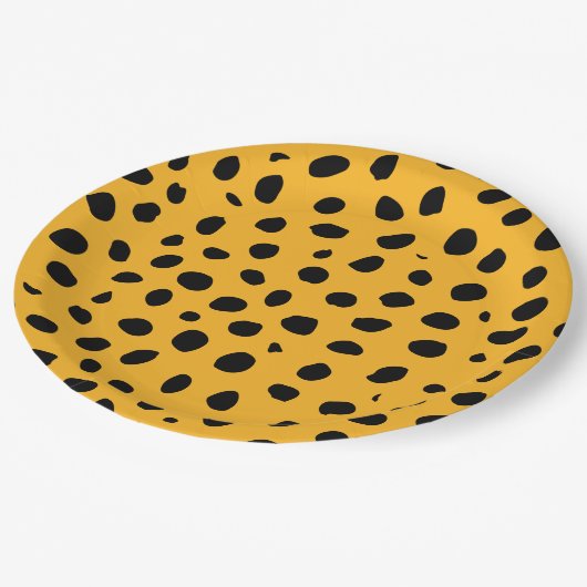 Cheetah Spots Sinaasappel Zwart Papieren Bordje (Gekanteld)