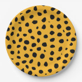 Cheetah Spots Sinaasappel Zwart Papieren Bordje (Voorkant)
