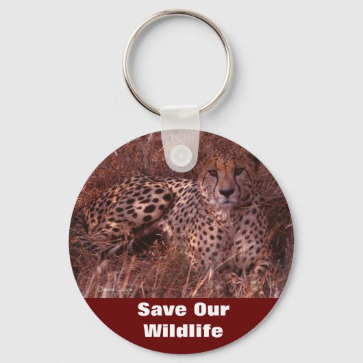 Cheetah Stare Save Our Wildlife Sleutelhanger (Voorkant)