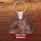 Cheetah Stare Save Our Wildlife Sleutelhanger (Voorkant)