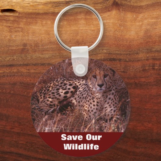 Cheetah Stare Save Our Wildlife Sleutelhanger (Voorkant)