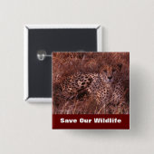 Cheetah Stare Save Our Willife Vierkante Button 5,1 Cm (Voorkant /achterkant)