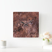 Cheetah Stare Vierkante Klok (Huis)