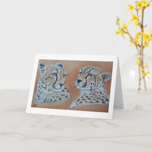 Cheetah studies Birthday Card Kaart (Gele Bloem)