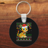 Cheetah Ugly Christmas Sweaters Holiday Santa Cute Sleutelhanger (Voorkant)