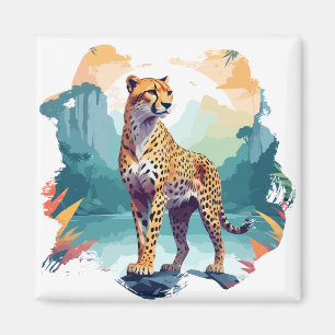 Cheetah Vector Art Animal in de majestueuze Natuur Magneet