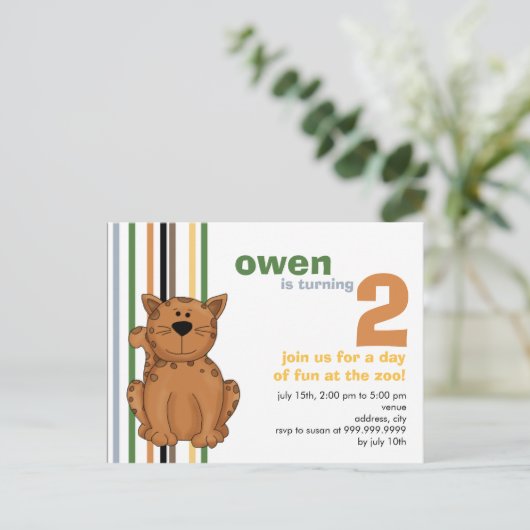 Cheetah · Verjaardagsuitnodiging Uitnodiging Briefkaart (Staand voorkant)